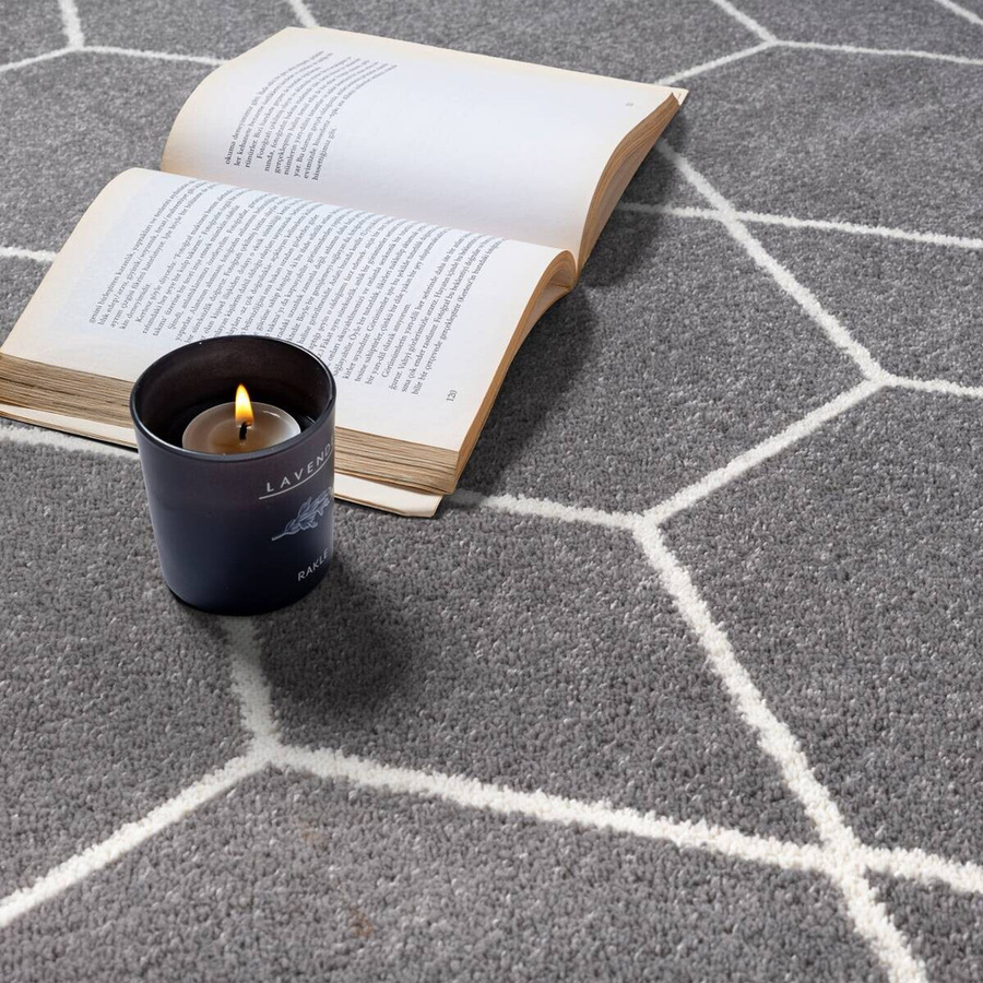 Sanat Teppich Trellis modern grau aus Polypropylen Breite: 200 cm - Bild 3