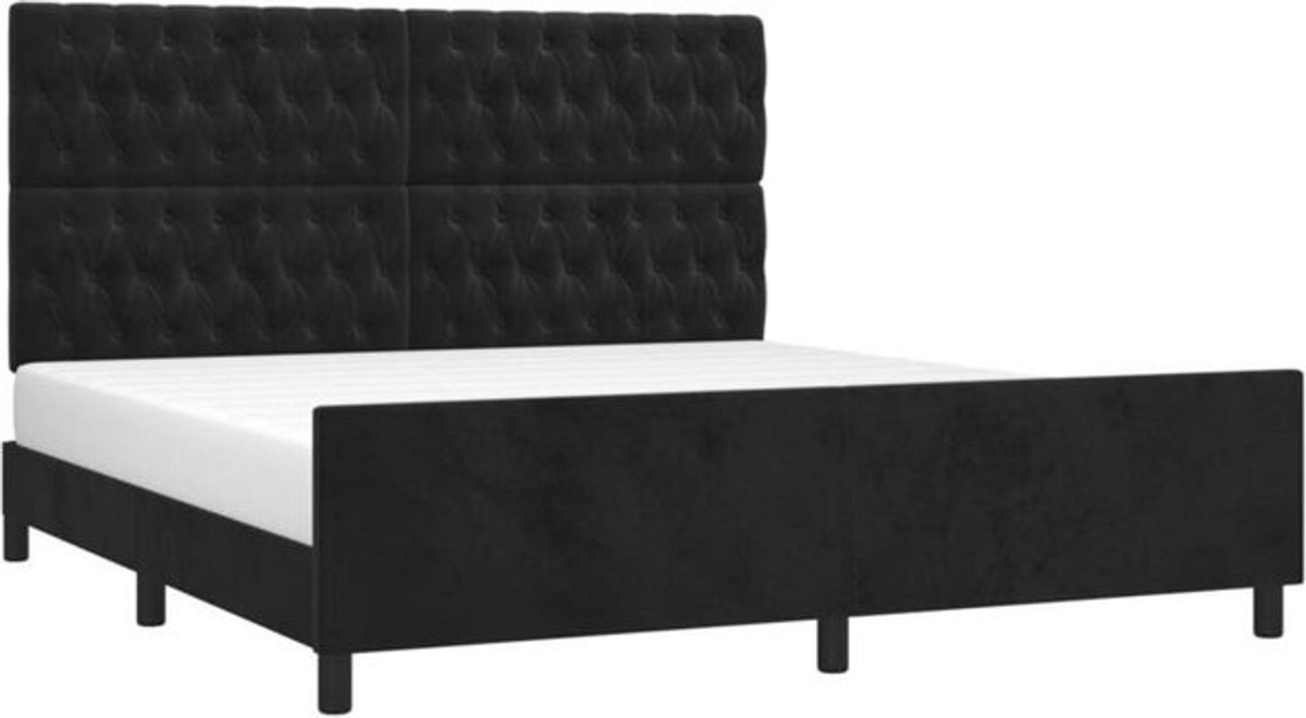 Vidaxl Polsterbett mit Kopfteil aus Samt in Schwarz, B/T/H: 180 x 200 cm - Bild 1