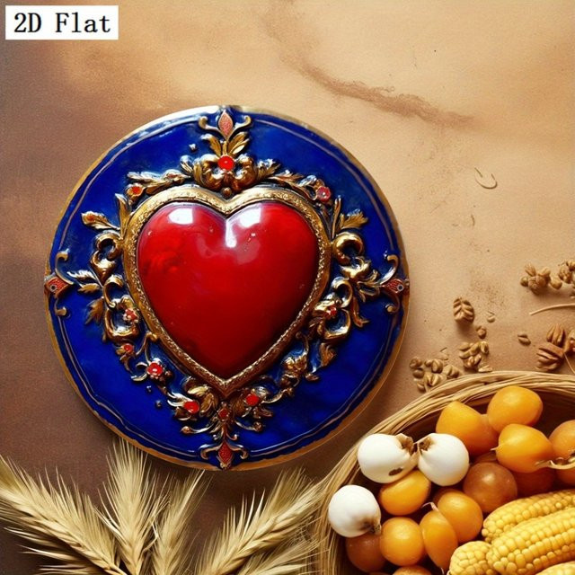 CIFBUY Wandkunstdekor Herz aus Metall in Rot im Vintage-Barockstil - Bild 1