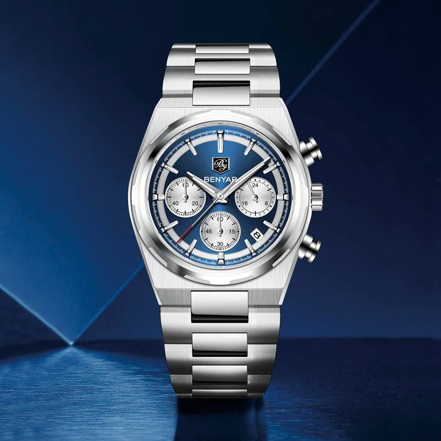 BENYAR Chronograph, Quarz, Edelstahl, Blau, Herren - Bild 1
