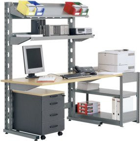 Bito PC-Station TEC-Design in Grau und Buchendekor, B/T/H: 130,6 x 92,0 x 178,5 cm - Bild 1