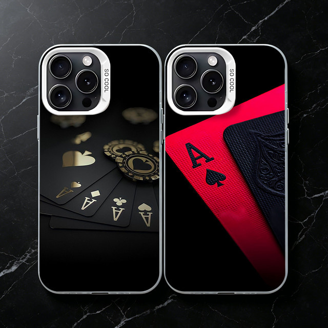 Casino Poker Karten Handyhülle aus weichem Silikon für iPhone 11 bis iPhone 17 Pro Max und weitere Modelle - Bild 1