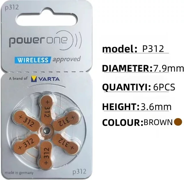 PowerOne P312 Zink-Luft-Batterien für Hörgeräte mit 1,45 V - Bild 1