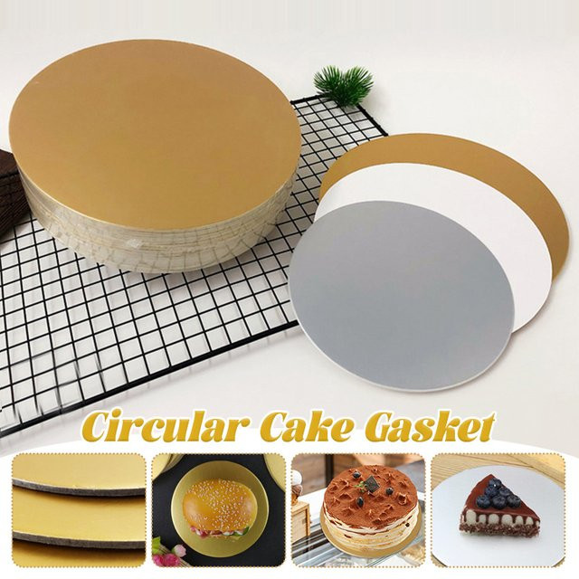10 Stück runde Einweg Kuchenbretter aus Papier in Gold, Silber und Weiß - Bild 1