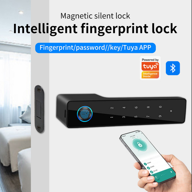 LUCKING DOOR Smart Türknaufschloss aus Aluminiumlegierung mit Tuya App und Bluetooth Unterstützung, inklusive Key Knobset für Schlafzimmer und Badezimmer, Farben: Silber oder Schwarz - Bild 1