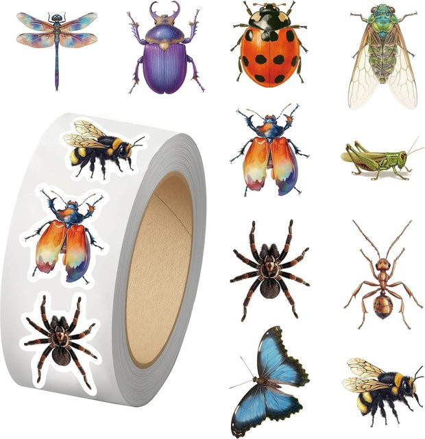 TYFYO 500-teiliges Cartoon-Insekten-Aufkleber-Set in Multicolour aus Papier für Bastelprojekte und DIY-Anwendungen - Bild 1