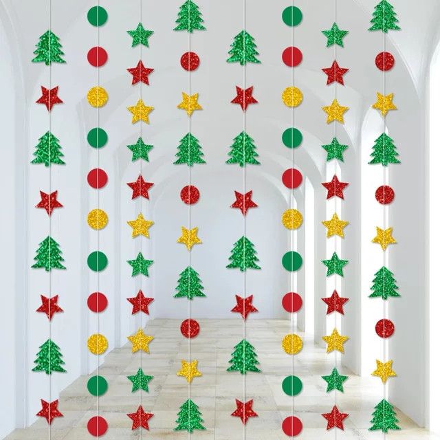 Runto Weihnachtsstern Papierbanner mit Weihnachtsbaummuster in Multicolor als Weihnachtsdekoration - Bild 1