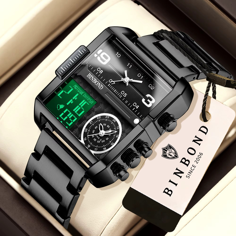 BINBOND Armbanduhr, Quarz, Edelstahl, Schwarz, Herren - Bild 2