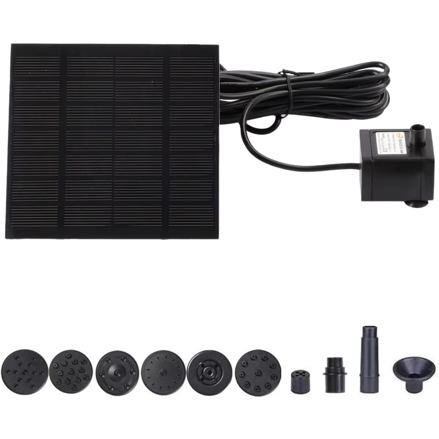 Alloet Solar-Springbrunnenpumpe mit 6 Düsen, 1,2W, 200L/h, Schwarz - Bild 6