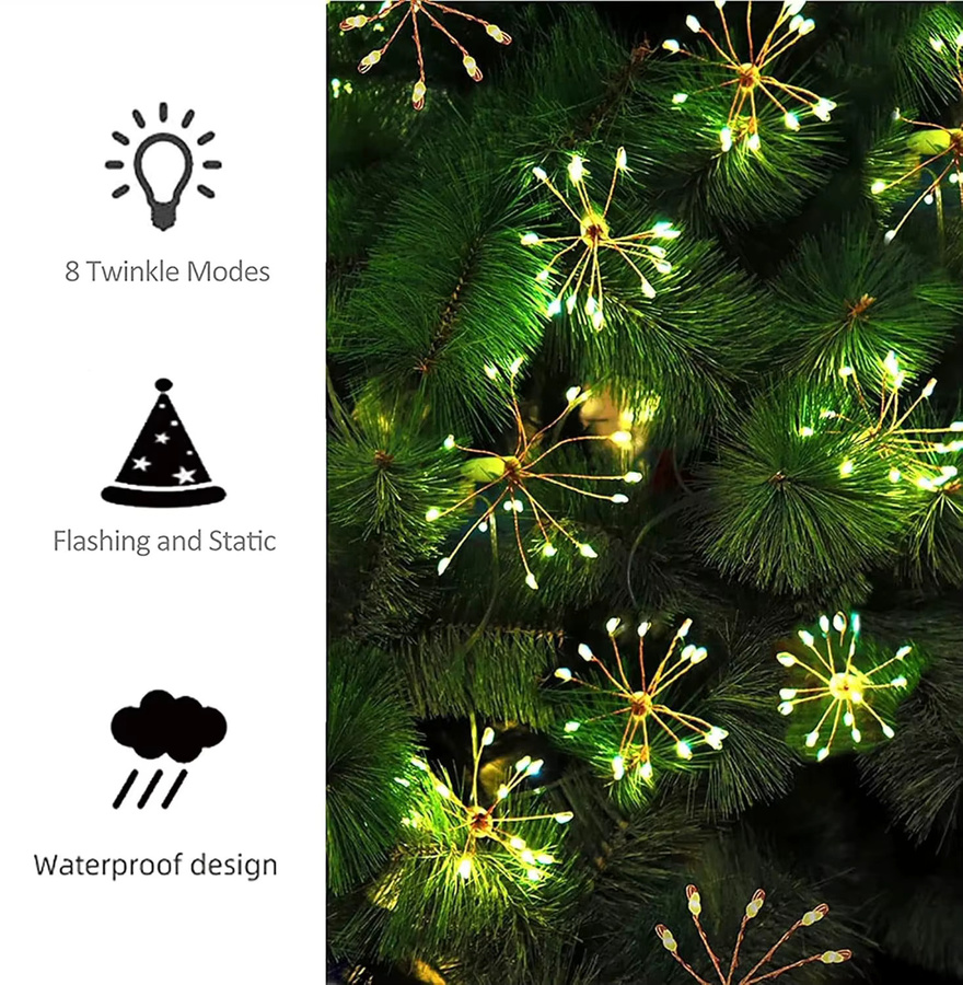 IEEYEEY USB Sternenlichterkette LED-Girlande mit Fernbedienung für Weihnachts-, Hochzeits- und Partydekoration - Bild 2