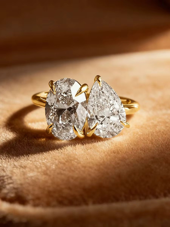 Anziw Verlobungs- und Hochzeitsring, 14 Karat Gold gefüllt, Zirkonia, Damen - Bild 4