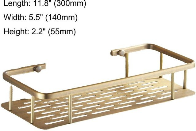 HUALUOYU Wandmontiertes Badezimmer Duschregal aus Messing in Gold im Vintage Retro Antik Design - Bild 1