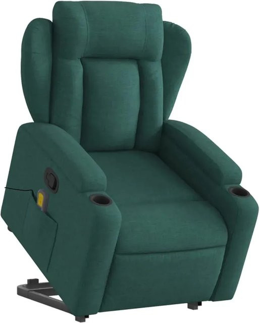 vidaXL Massagesessel mit Aufstehhilfe in Dunkelgrün aus Stoff mit Armlehnen und integrierter Funktion - Bild 1