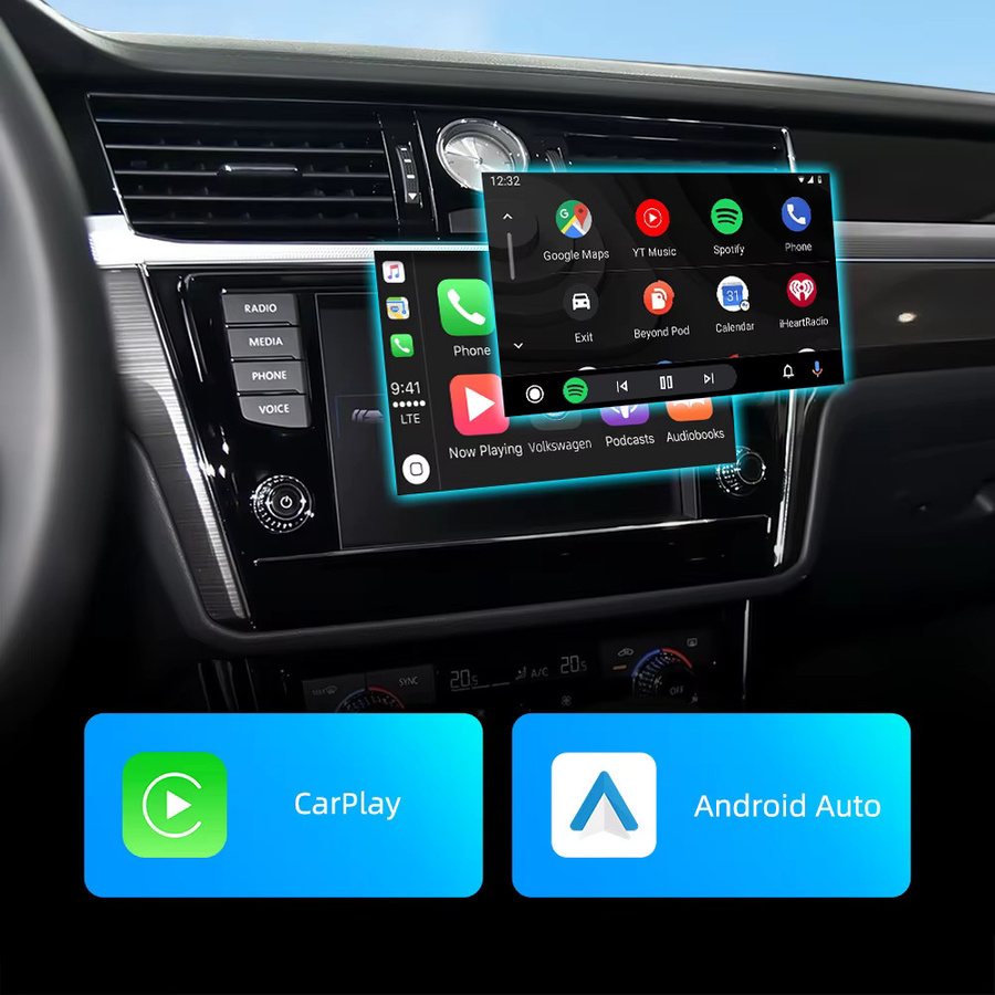AUTOABC Drahtloser CarPlay und Android Auto Decoder für VW Volkswagen Skoda Octavia A5 Golf7 Polo Passat B8 MIB MIB2 mit Bluetooth und Navigation - Bild 2