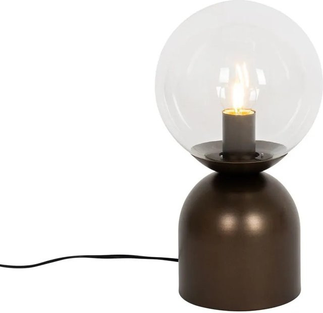 QAZQA Hotel Chic Tischlampe Pallon aus Bronze und klarem Glas, dimmbar, Höhe: 35,0 cm - Bild 1