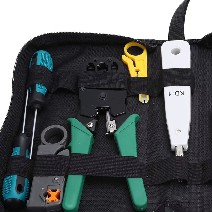 Netzwerk-Kit Set mit Crimper, Kabeltester, Cutter, Stanzwerkzeug und Schraubendreher in Multicolor - Bild 4