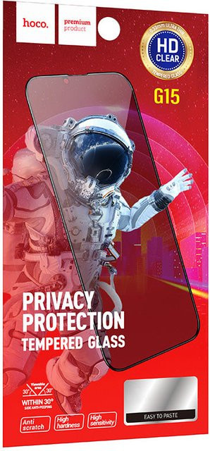 HOCO Privacy Schutzfolie G15 aus gehärtetem Glas für Apple iPhone 14 Pro, transparent, 5D Vollverklebung - Bild 1