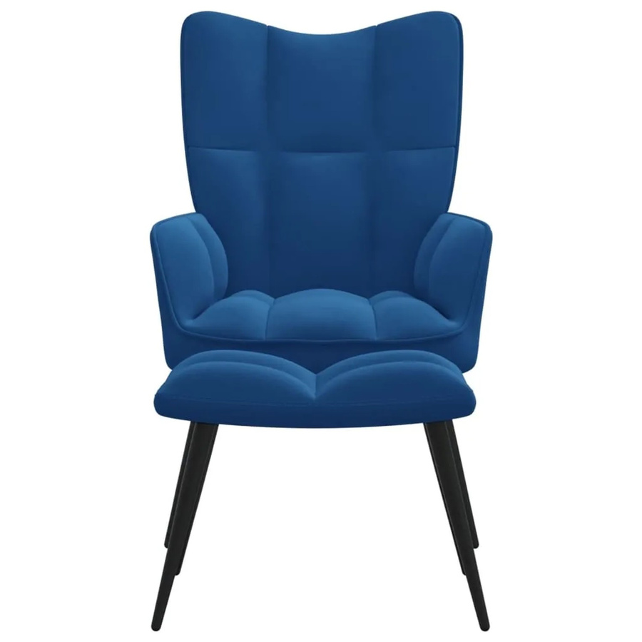vidaXL Relaxsessel mit Hocker Modell 5 in Blau aus Samt mit Metallgestell - Bild 2