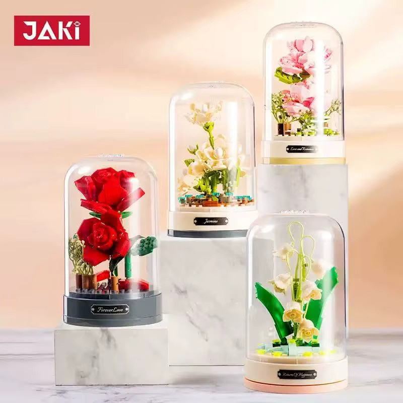 JAKI DIY Blumen-Bausteine mit rotierender Spieluhr und Staubschutz als romantische Heimdekoration - Bild 1