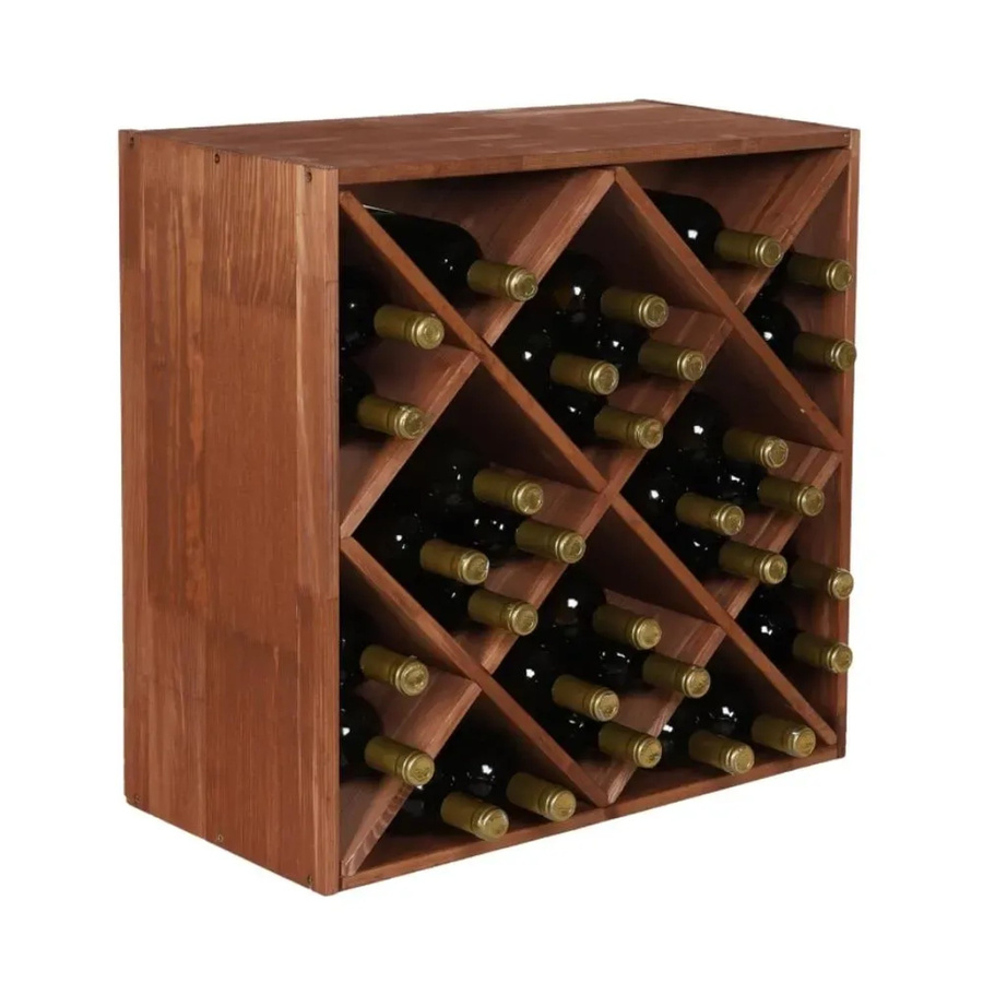 PROREGAL Modulares Weinregal Vincellar aus massivem Kiefernholz, Braun geölt, Rauten-Modul für 30 Flaschen, H x B x T: 60 x 60 x 30 cm - Bild 2