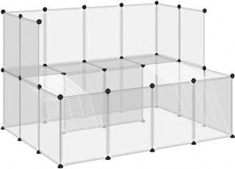 vidaXL Kleintierkäfig Freigehege aus Kunststoff und Stahl, Transparent/Schwarz, B: 143 cm, T: 107 cm, H: 93 cm - Bild 1