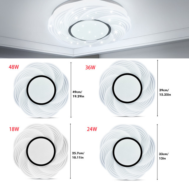 LED-Deckenleuchte mit Sternenhimmel Design in Weiß, Kaltweiß 6500K, Aufputzleuchte für Wohnzimmer, Schlafzimmer, Küche und Flur - Bild 1
