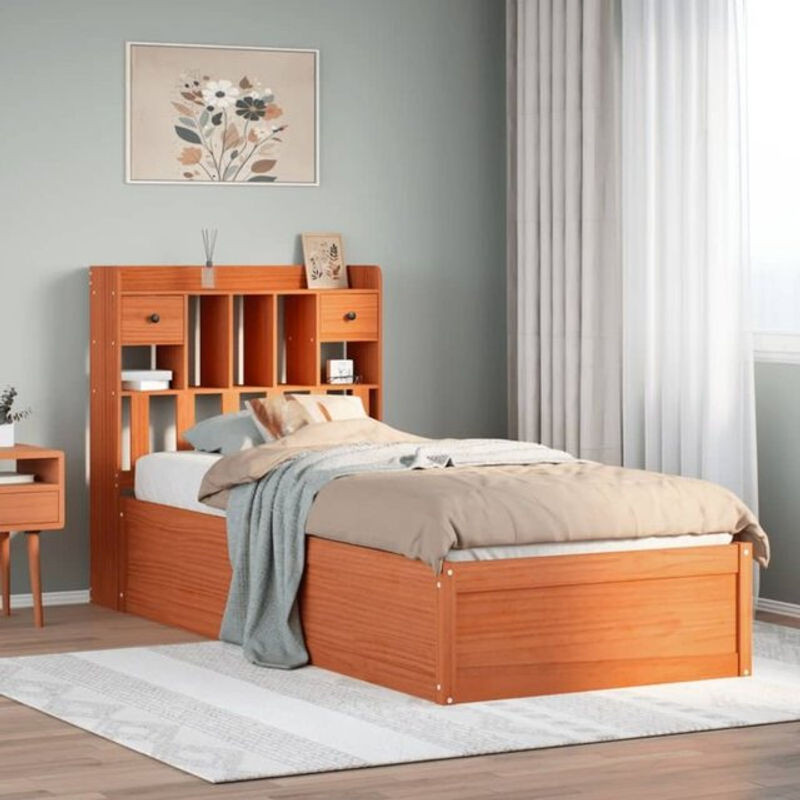 Massivholzbett aus Kiefer im Landhausstil von vidaxl, Farbe Braun, B/T/H: 190 x 75 x 81,5 cm - Bild 1