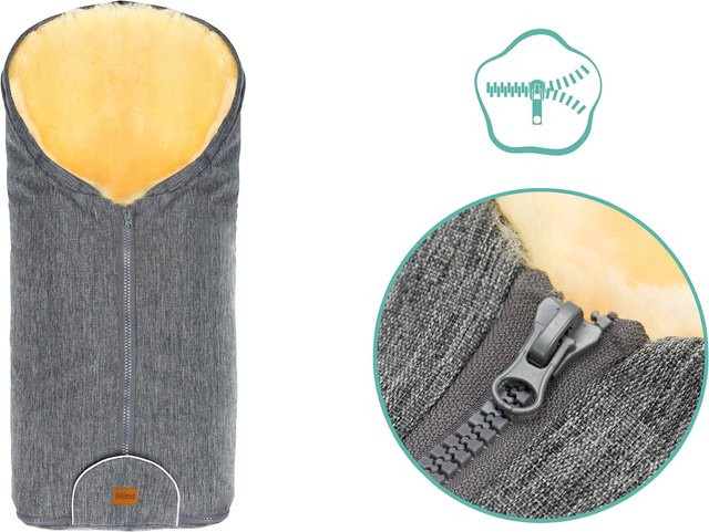 Fillikid Winterfußsack Pamir in Grau mit Lammfell und Merino - Bild 1