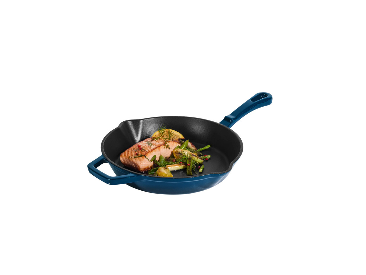 SILVERCREST Premium-Gusseisenpfanne als Grillpfanne, Blau, emailliert mit Ausgiessrand und Backofeneignung - Bild 3