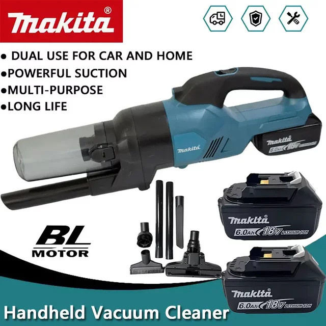 Makita Akku-Handstaubsauger in Blau für Zuhause und das Auto mit Hartboden-Düse - Bild 1