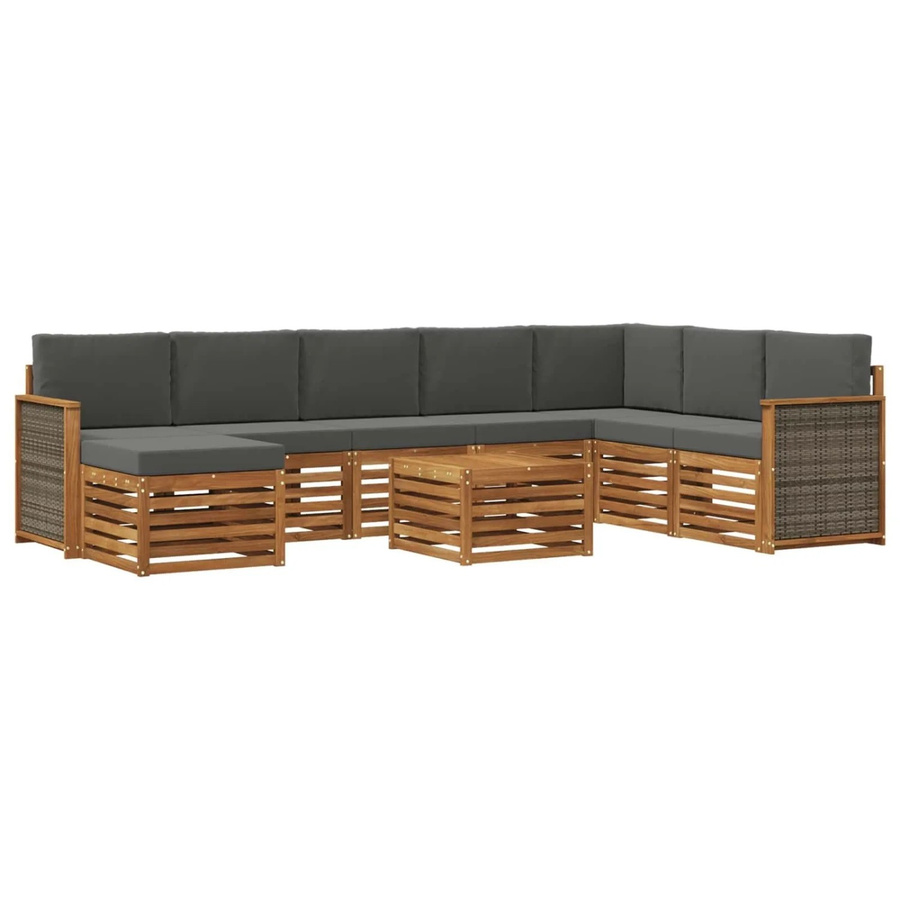 vidaXL Sofagarnitur aus Massivholz Akazie im modernen Latten-Design in Anthrazit/Grau - Bild 2