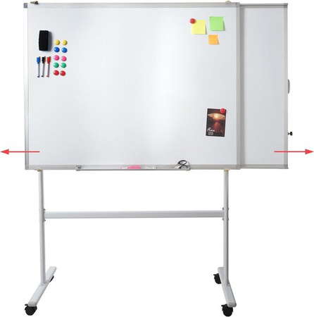 MCW Whiteboard MCW-C85b Mobil Rollbar mit Magnettafel und Pinnwand, Breite: 167 cm, Höhe: 186 cm