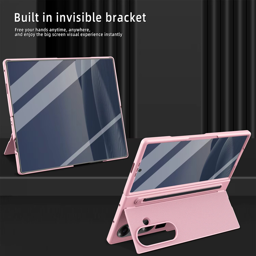 Samsung Handyhülle für Z Fold 7 und Z Fold 6 mit integriertem Stylus, Ständer und Displayschutz in Gold oder Pink - Bild 3