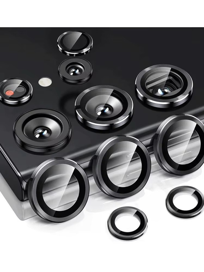Kamera Objektiv Schutz Glas für Samsung Galaxy S24 Ultra, S23 Plus, S23 und S24 FE mit Metall Schutzring in Grau - Bild 4