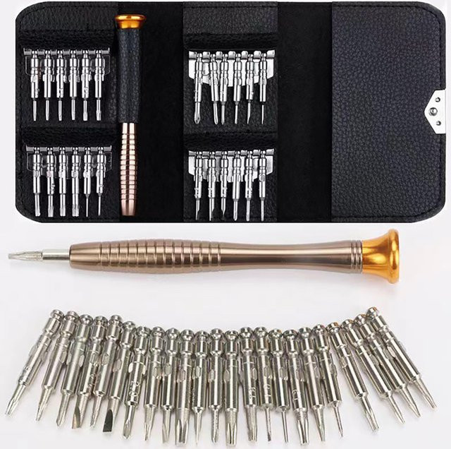 25-in-1 Mini-Präzisions-Schraubendreher Set in Schwarz für Elektronik-Reparaturen an iPhone, Kamera, Uhr, Tablet und PC - Bild 1