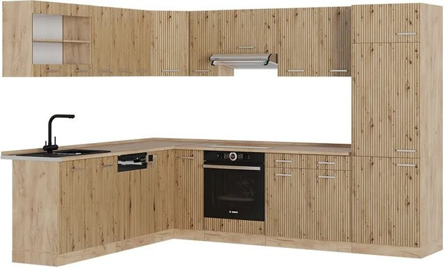 Vicco R-Line Eckküche Artisan-Eiche/Goldkraft Eiche B: 227 cm, B: 287 cm - Bild 1