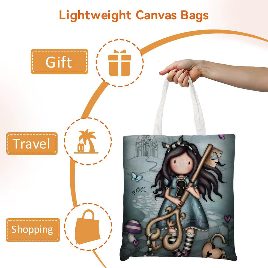 Santoro Gorjuss Aufbewahrungstasche aus Canvas in Weiß und Multicolour, doppelseitig bedruckte modische Schuldtasche für Damen mit großer Kapazität - Bild 3