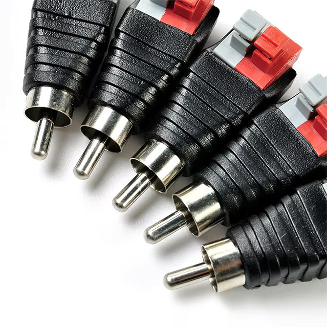 2er-Set RCA Audio-Adapter Kabel mit männlichen Steckern für Mono-Kanäle in Schwarz - Bild 2