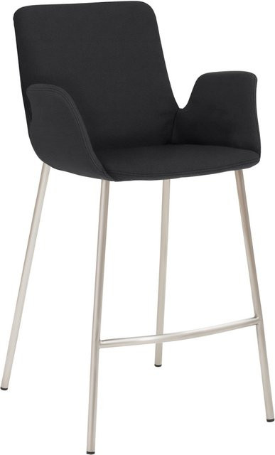 Mayer Sitzmöbel Tresenhocker mit Armlehnen und Vierfuß-Gestell, Mikrofaser in Lederoptik, Anthrazit, Gestell Silber, B/T/H: 53 x 49 x 95 cm - Bild 1