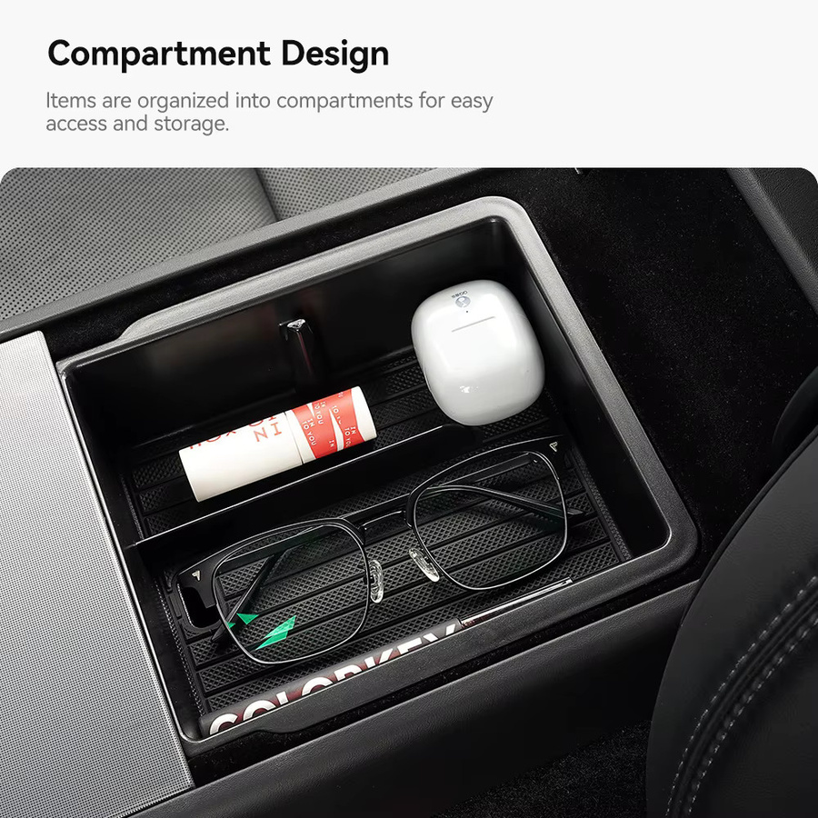 YZ Mittelkonsole Untere TPE-Aufbewahrungsbox und Ladepad-Organizer für Tesla Model Y Standard Juniper RWD 2025 2026, Schwarz - Bild 4