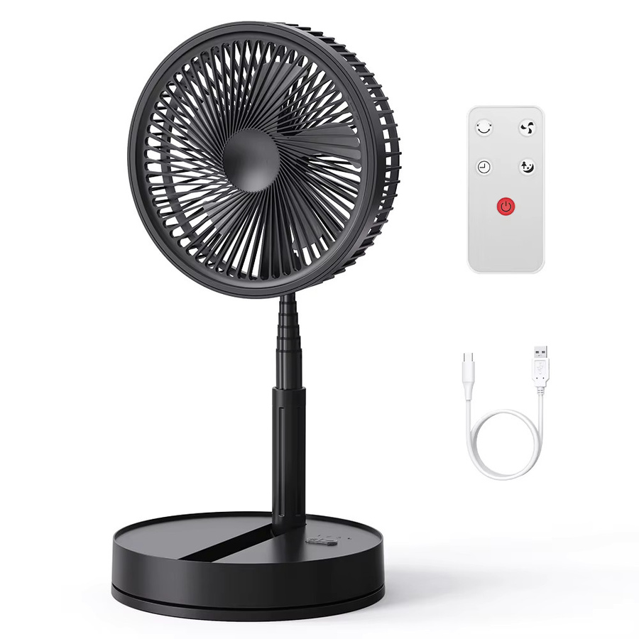 LIPETY Tragbarer Ventilator Schwarz mit Fernbedienung, Faltbar und Teleskopisch, 8000 mAh Akku, 4 Windgeschwindigkeiten, Höhenverstellbar, USB-Kühlventilator für Innen und Außen - Bild 9