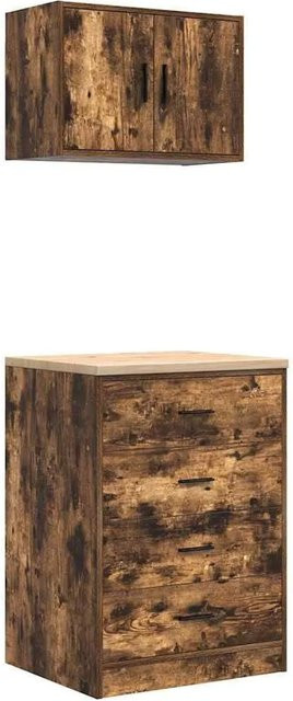vidaXL Garagenschränke 2er-Set aus Holzwerkstoff in Räuchereiche, Wandmontage möglich, B/H/T: 60 x 85 x 51 cm - Bild 1