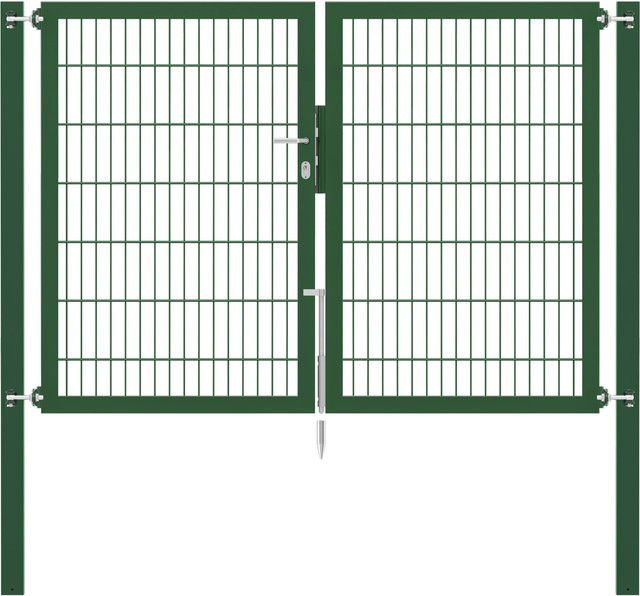 Doppeltor Flexo Plus in Grün aus Stahl mit Pfosten B/H: 80 x 80 cm und Torbreite: 200 cm, Torhöhe: 140 cm - Bild 1