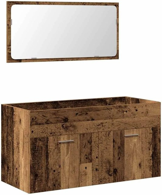 vidaXL Badschrank mit Spiegel in Altholz-Optik, braun, H x B x T: 90 x 46 x 38,5 cm - Bild 1