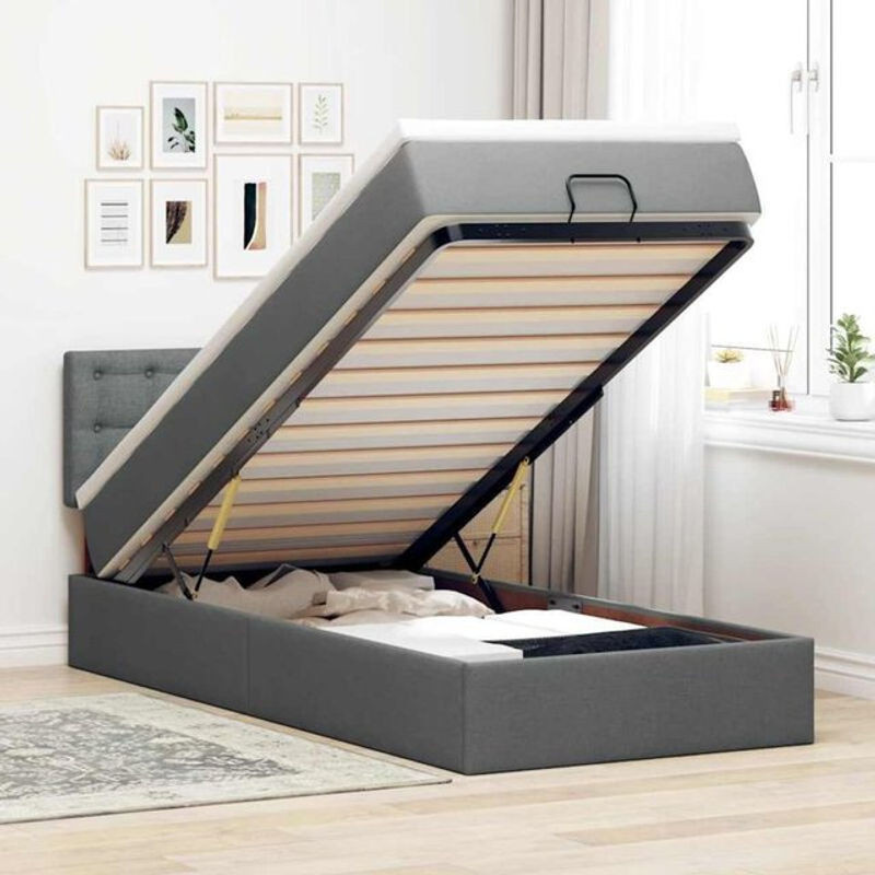 vidaxl Polsterbett mit Matratze und LED-Beleuchtung in Anthrazit Grau, B/T/H: 200 x 90 x 88 cm - Bild 1