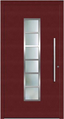 KNOCK Aluminium-Haustür Terra Nova in Purpur-Rot mit Glaseinsatz und RC2-Schutz - Bild 1