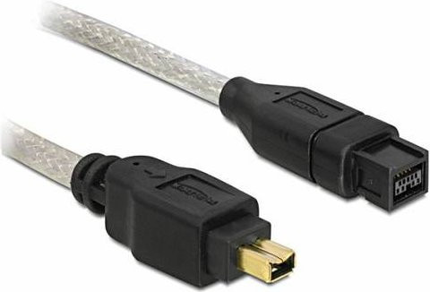 Delock FireWire Anschlusskabel Grau mit 1x Firewire 400 (4-polig) und 1x Firewire 800 (9-polig), Länge: 1 m - Bild 1