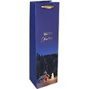 Sigel Flaschentasche Christmas Chapel mit Weihnachts-Motiv in Blau, B 10,0 cm x T 8,0 cm x H 35,0 cm - Bild 1