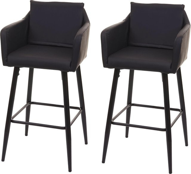 2er-Set MCW Barhocker H93 aus Kunstleder und Metall in Schwarz - Bild 1