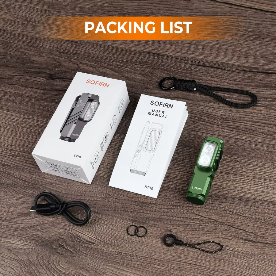 SOFIRN Mini ST10 EDC-Taschenlampe mit 1000 Lumen, Rotlicht, USB-C wiederaufladbar und Magnetischem Endstück in Grün - Bild 6
